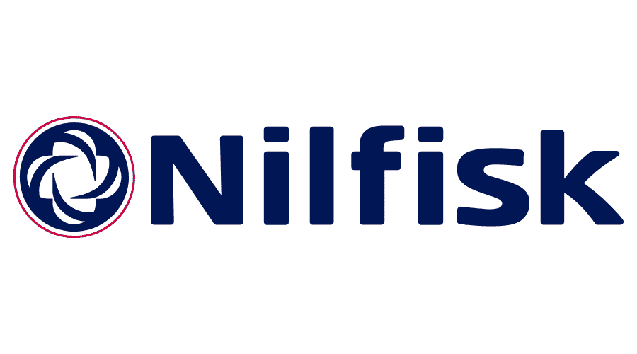 Nilfisk logo, one of the machine brands Aspel stocks.
