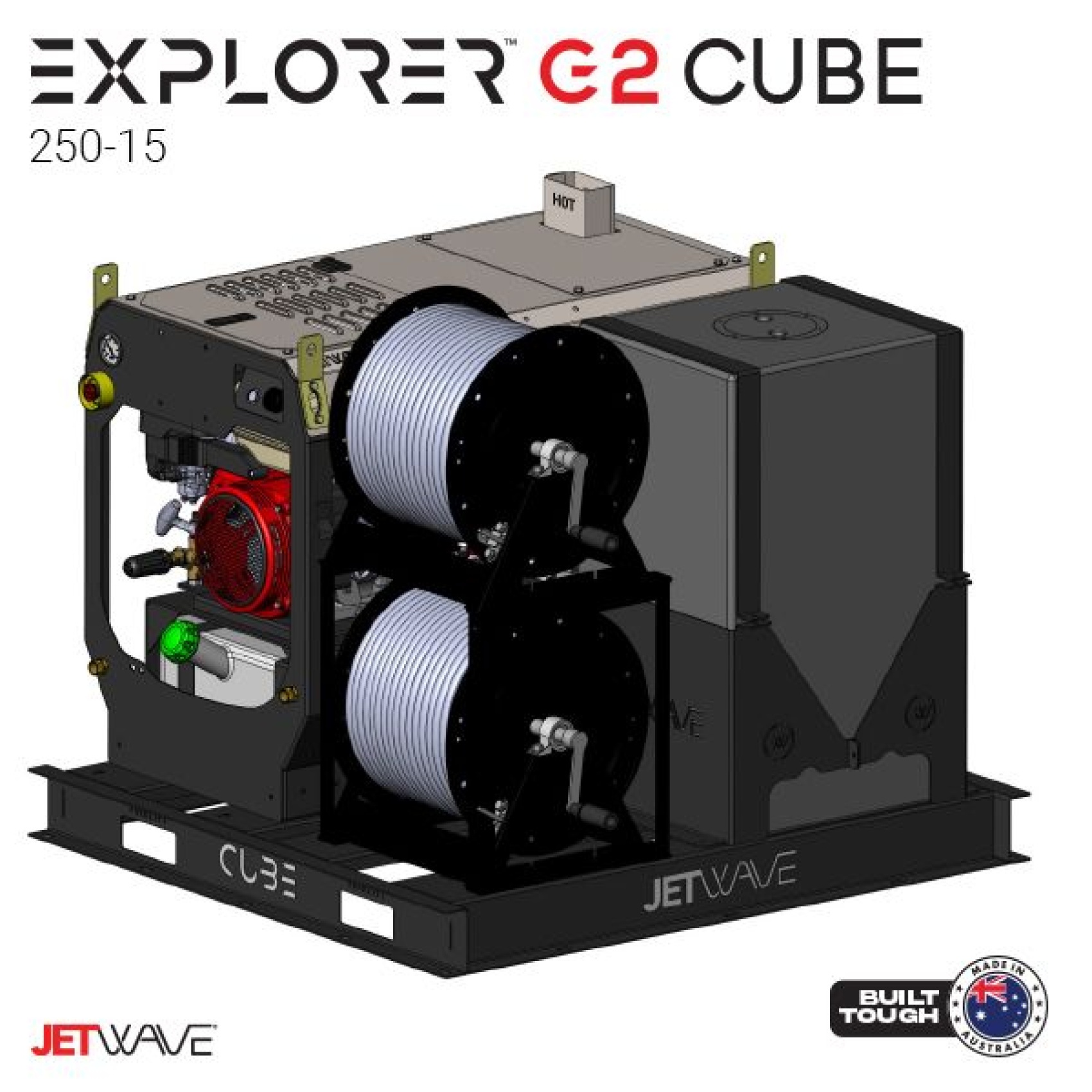 Jetwave Explorer G2 CUBE 250-15 hot water petrol pressure cleaner